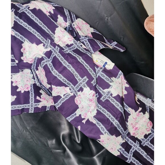 Navy Blue Rose Lace Womens Yukata Kimono Floral Summer Japan Vintage Rare Retro - Picture 6 of 9